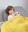 Product: Knitted Cotton Weighted Blanket | Color: Yellow Lemon