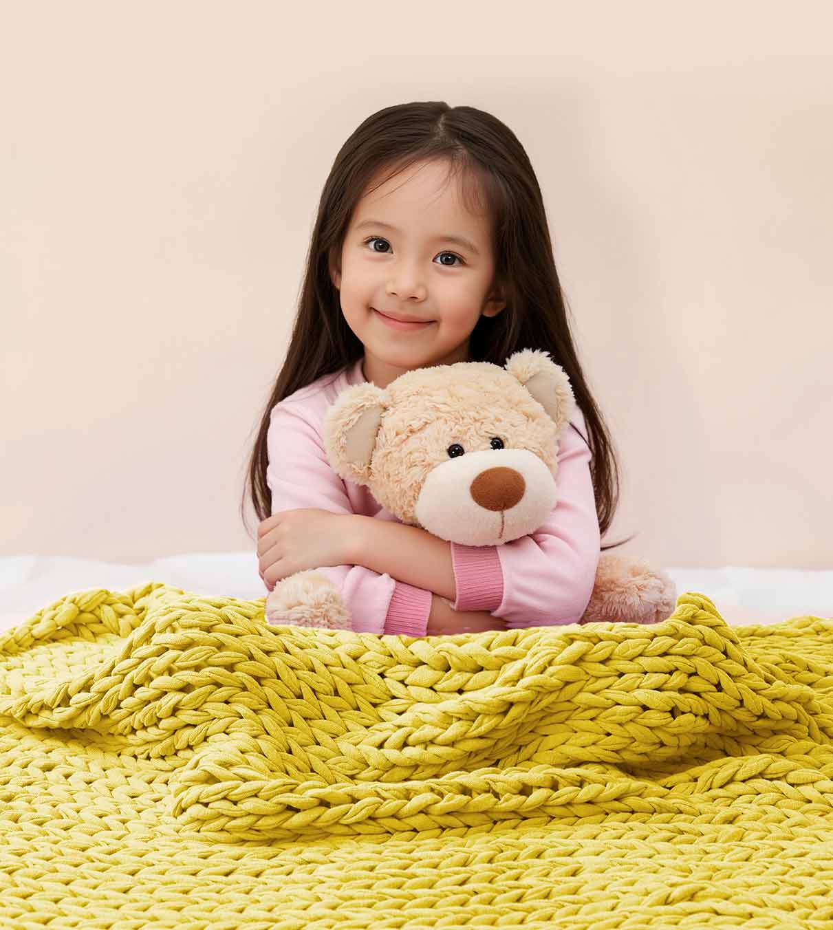 Product: Knitted Cotton Weighted Blanket | Color: Yellow Lemon