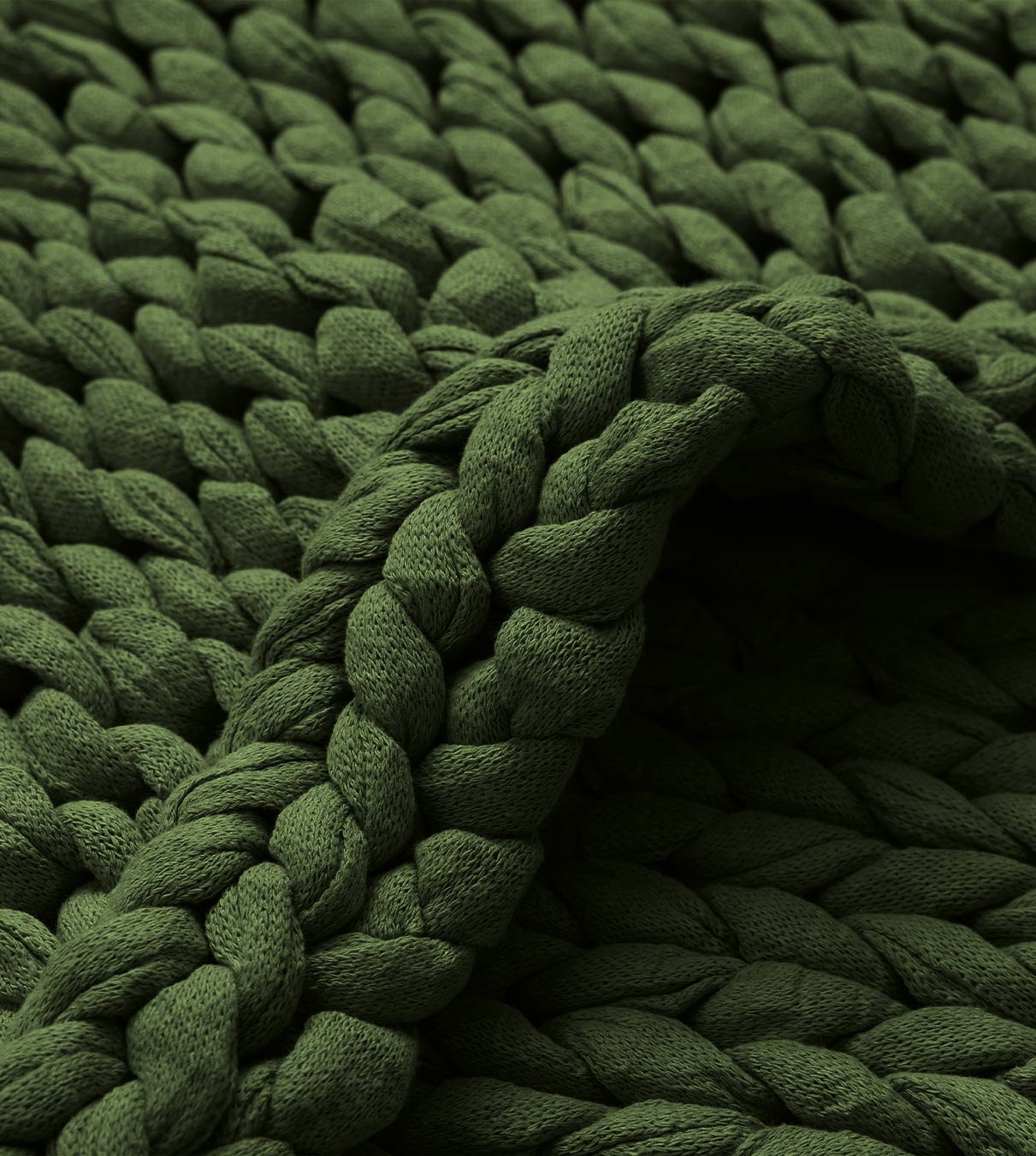 Product: Knitted Cotton Weighted Blanket | Color: Cotton Pine Green