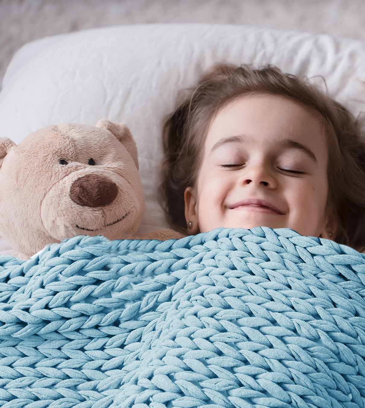 Product: Knitted Cotton Weighted Blanket | Color: Blue