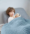 Product: Knitted Cotton Weighted Blanket | Color: Blue