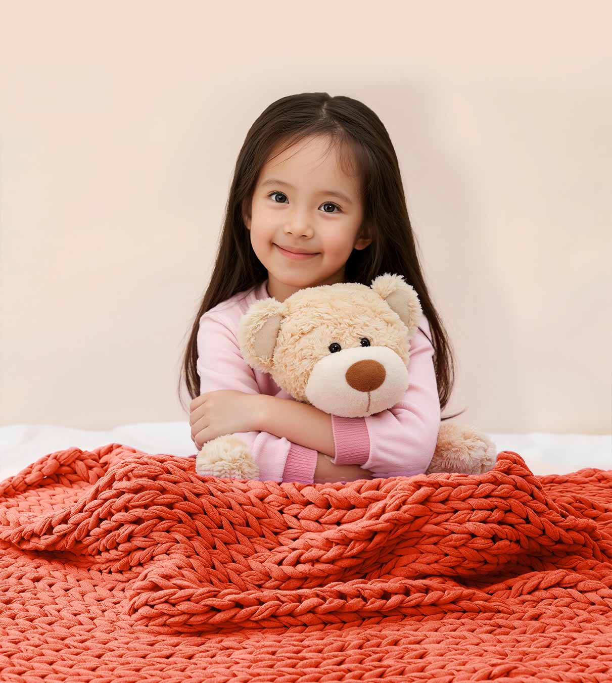Product: Knitted Cotton Weighted Blanket | Color: Orange