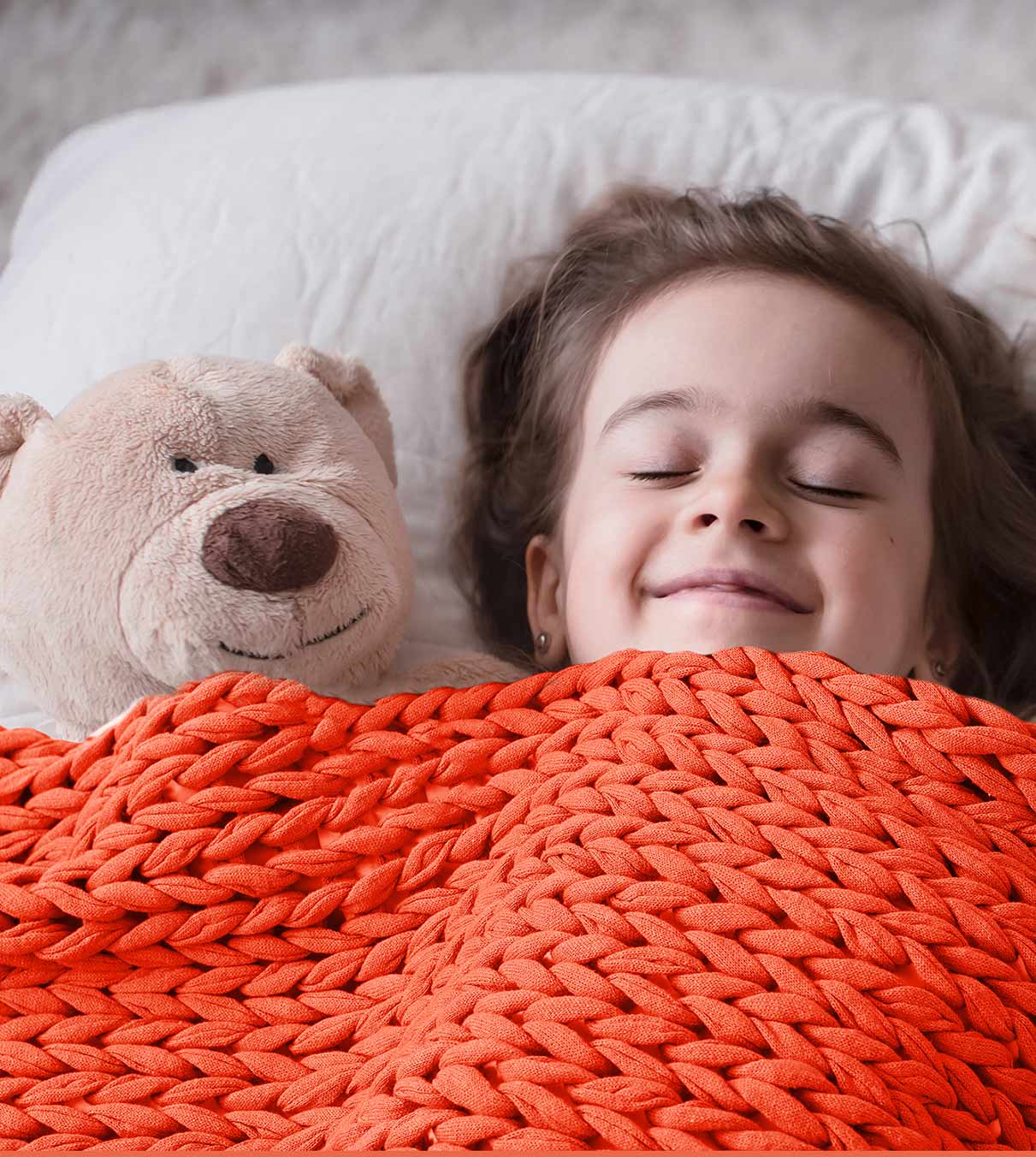 Product: Knitted Cotton Weighted Blanket | Color: Orange