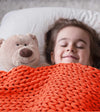 Product: Knitted Cotton Weighted Blanket | Color: Orange