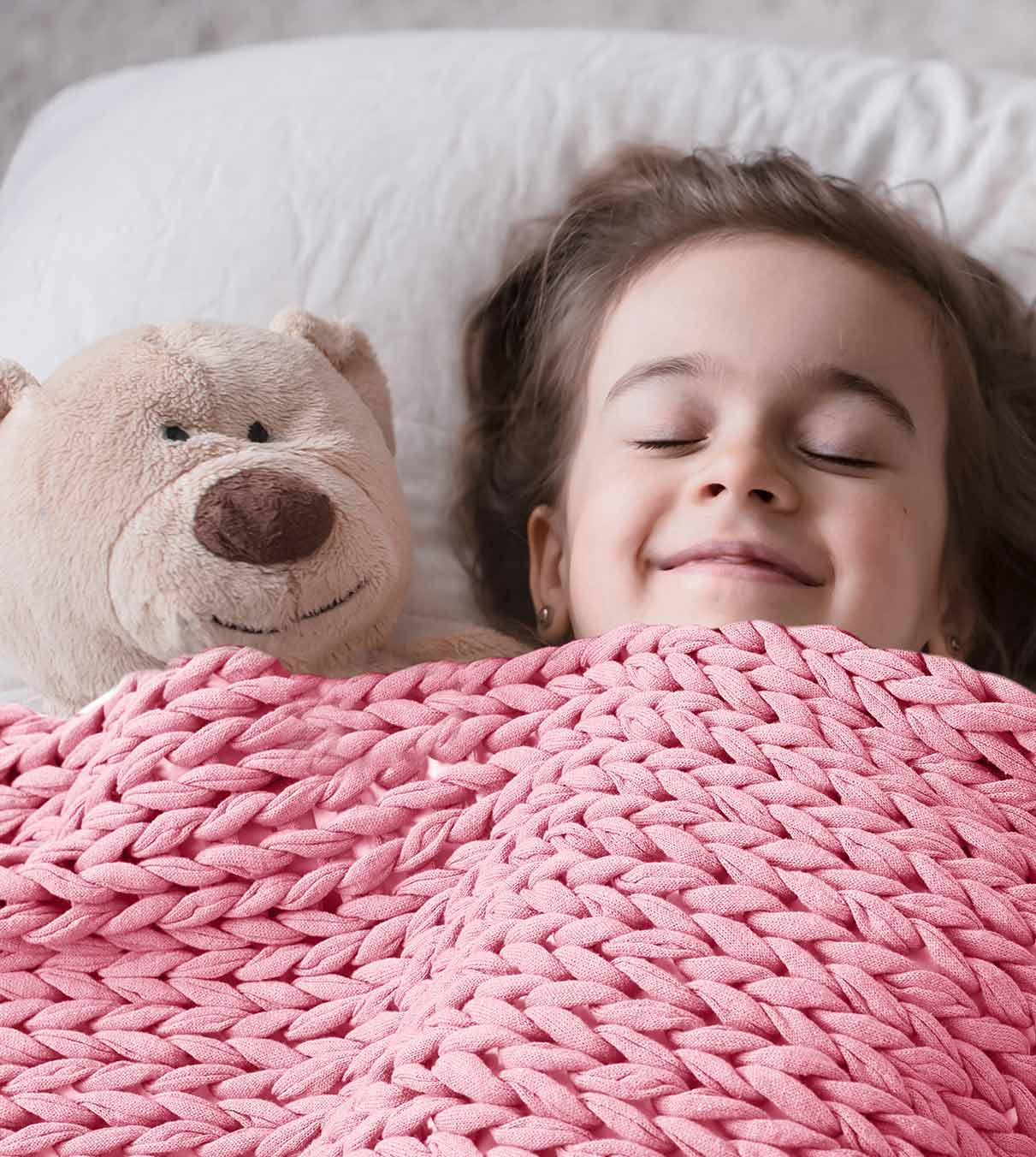 Product: Knitted Cotton Weighted Blanket | Color: Pink