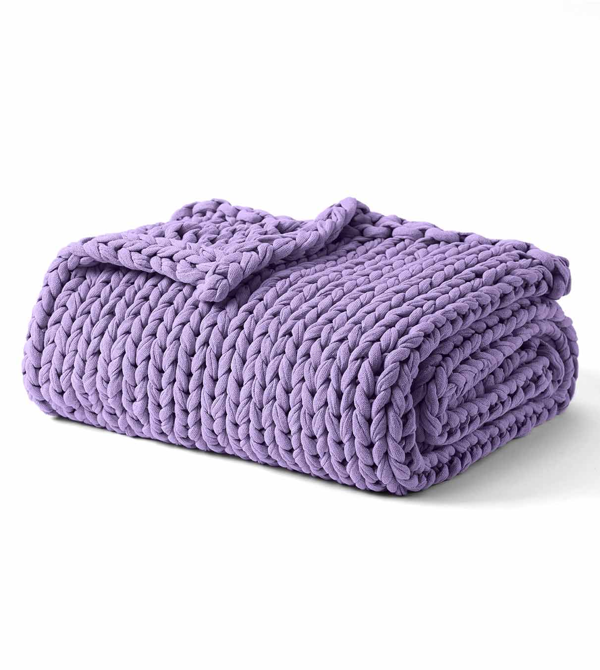 Product: Knitted Cotton Weighted Blanket | Color: Purple