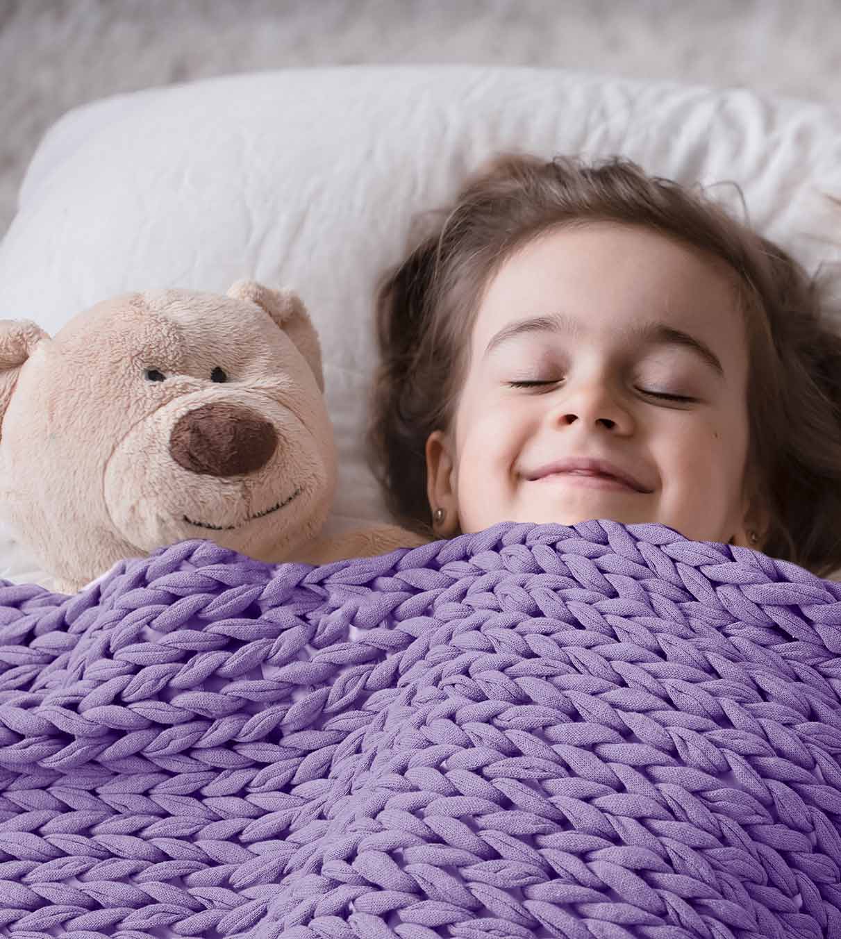 Product: Knitted Cotton Weighted Blanket | Color: Purple