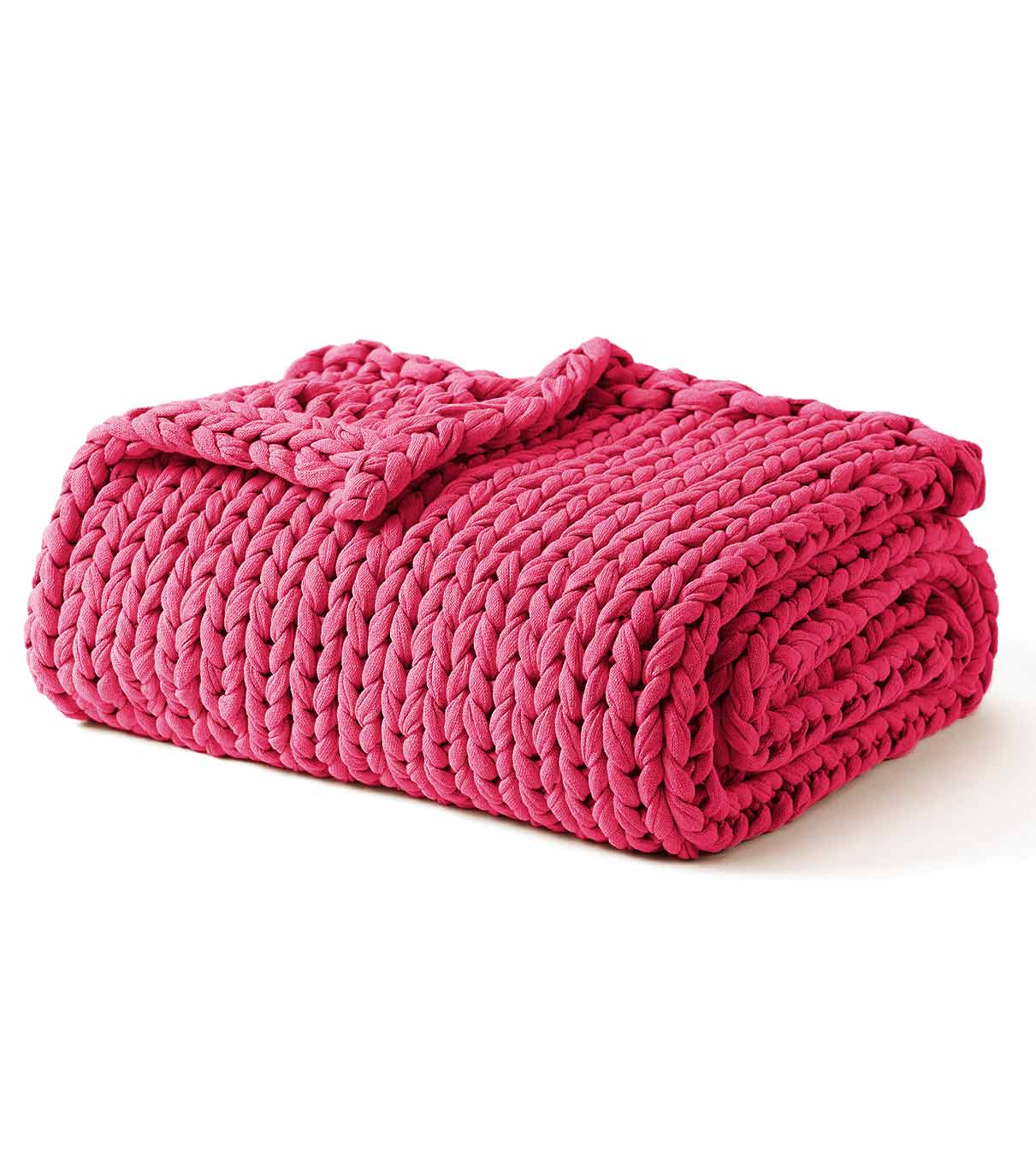 Product: Knitted Cotton Weighted Blanket | Color: Rose