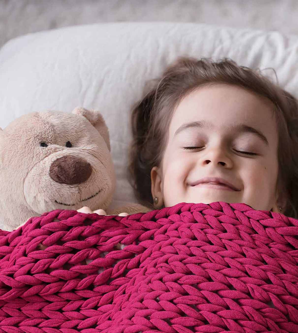 Product: Knitted Cotton Weighted Blanket | Color: Rose