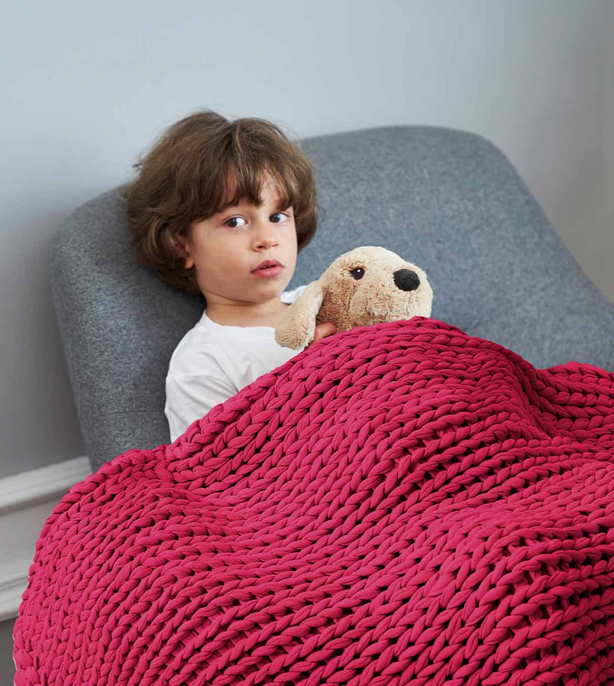 Product: Knitted Cotton Weighted Blanket | Color: Rose