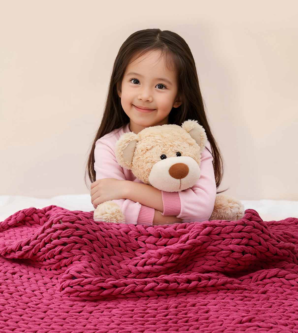 Product: Knitted Cotton Weighted Blanket | Color: Rose