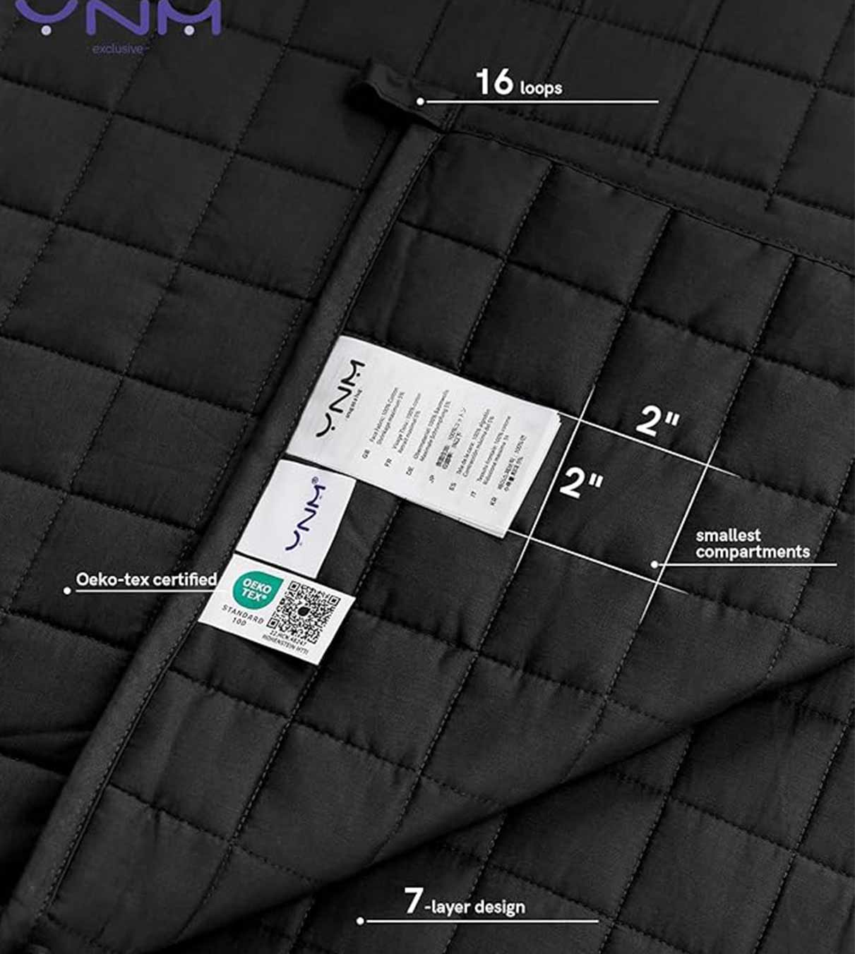 Product: YNM Weighted Blanket 15lb | Color: Cotton Black 3.0