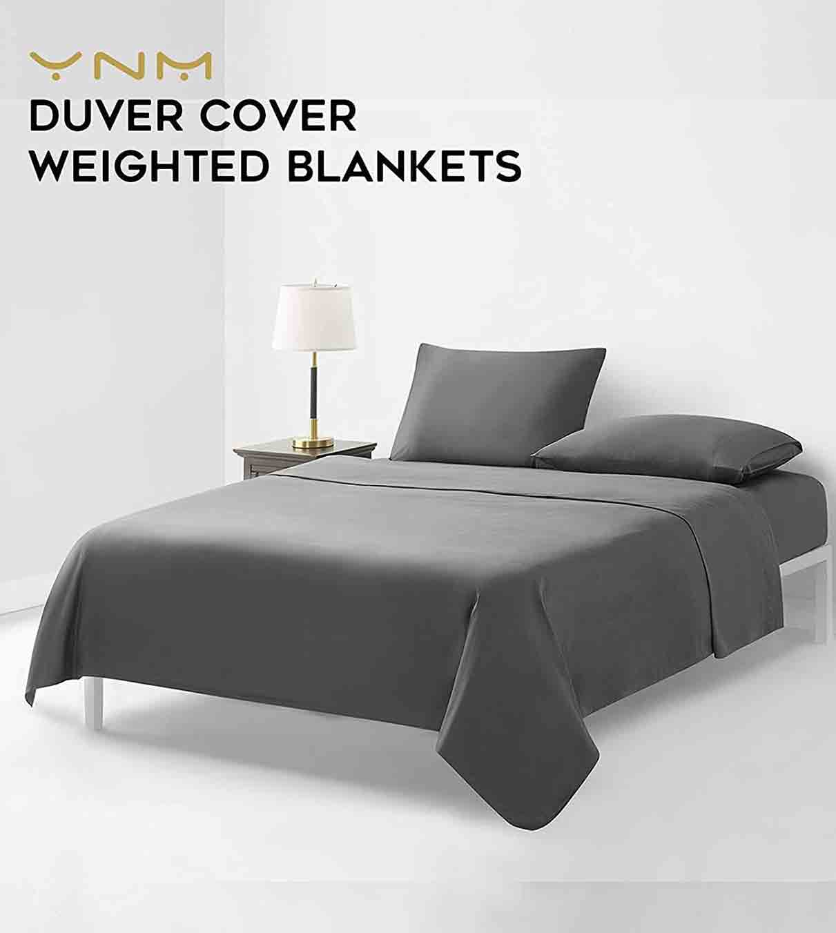 Product: Cotton Weighted Blanket Duvet Cover | Color: 3 Side Zipper - Cotton Dark Grey