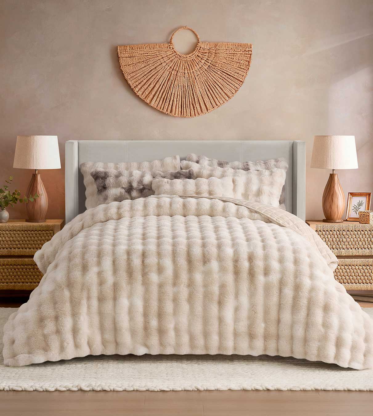 Product: Faux-Fur Weighted Blanket | Color: Bubble Tie-dye Khaki 3.0