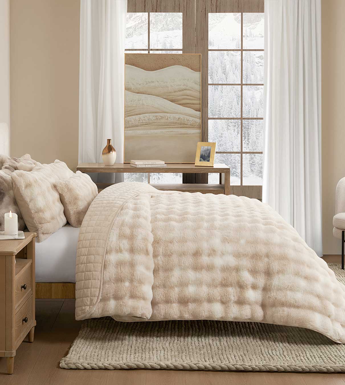 Product: Faux-Fur Weighted Blanket | Color: Bubble Tie-dye Khaki 3.0
