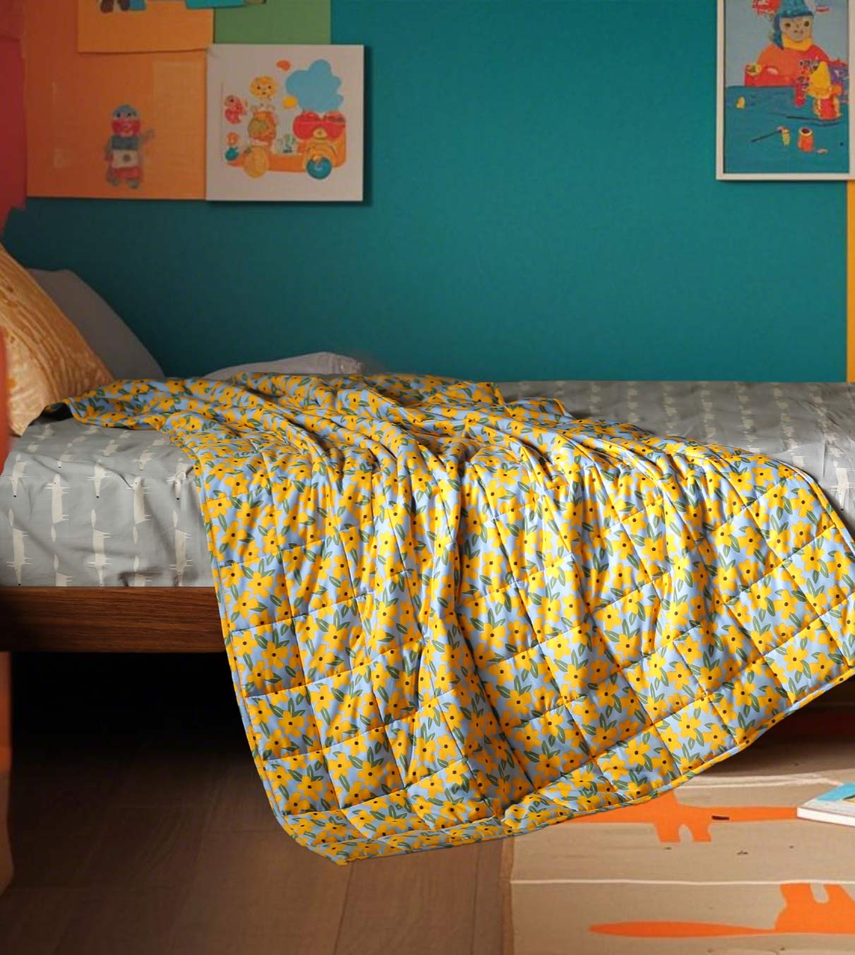 Product: Kids Original Cooling Weighted Blanket | Color: Yellow Flower