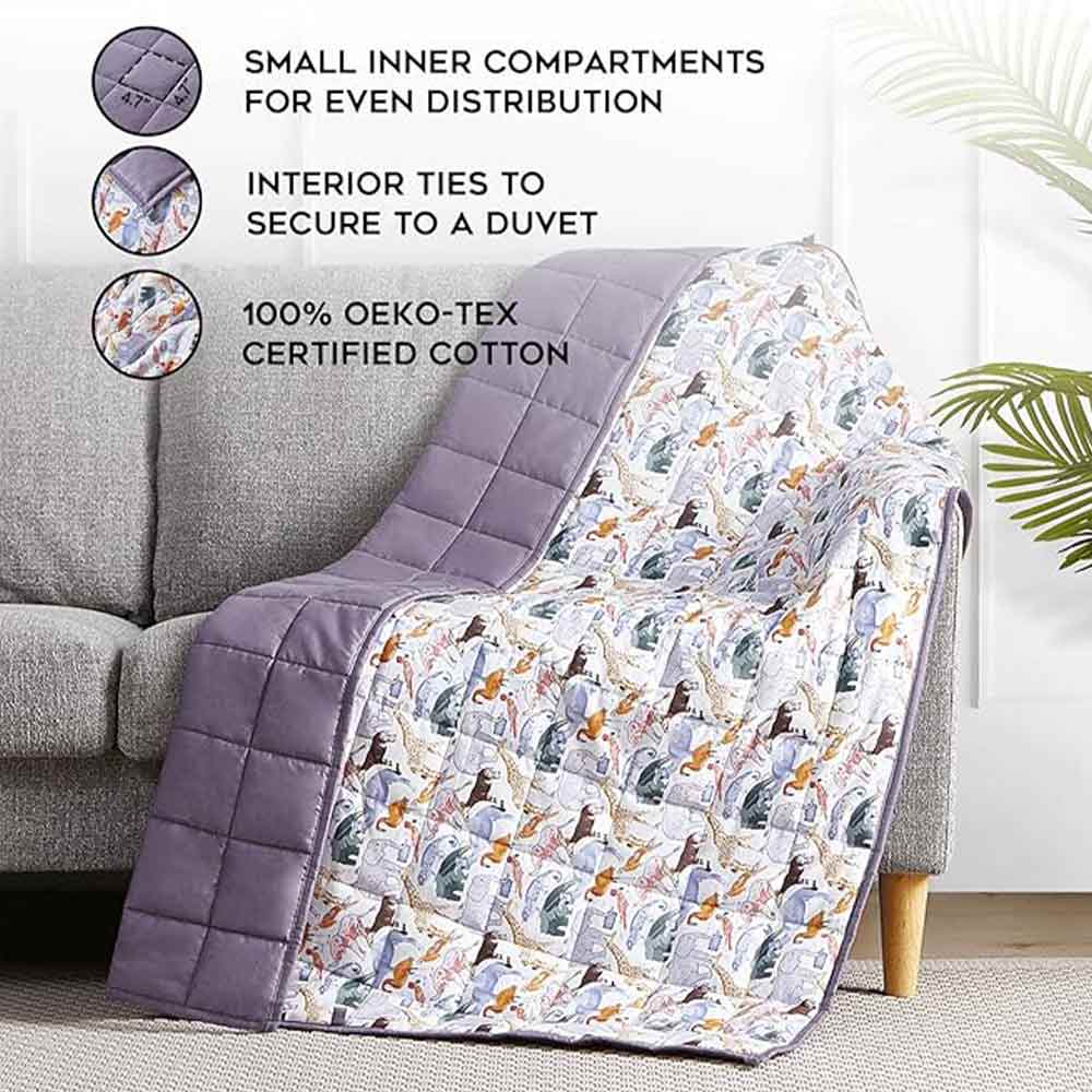 Product: Kids Original Cotton Weighted Blanket | Color: Animal Party/Purple