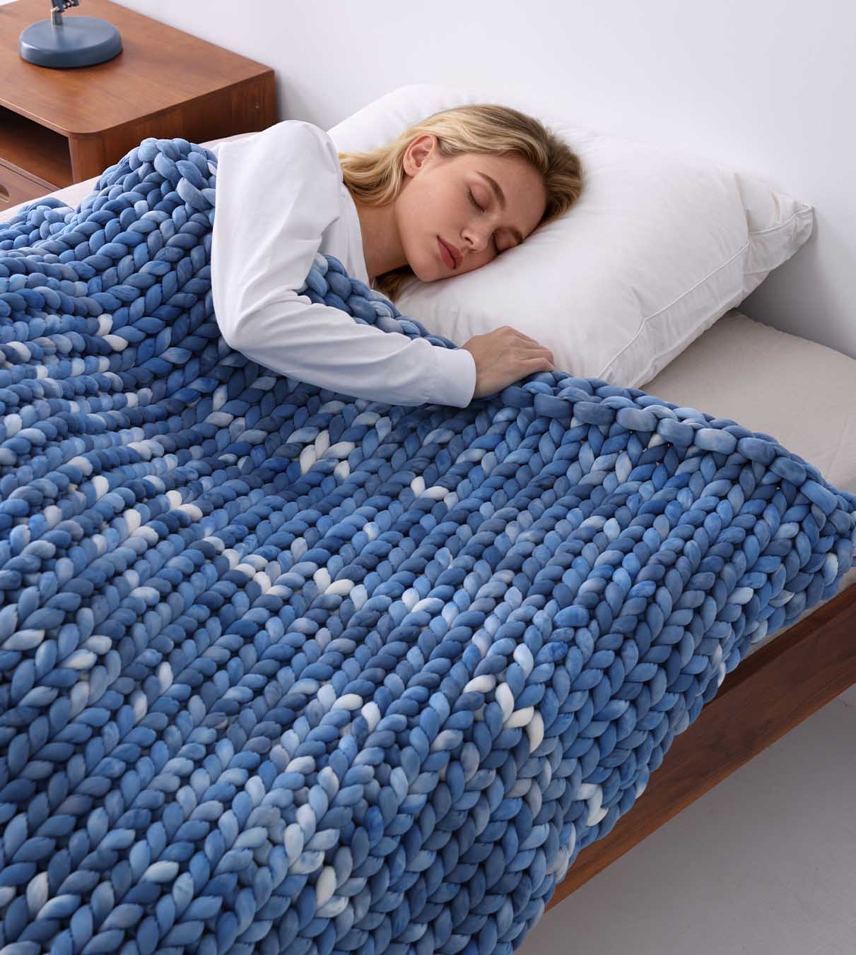 Product: Knitted Weighted Blanket | Color: Boundless Sea