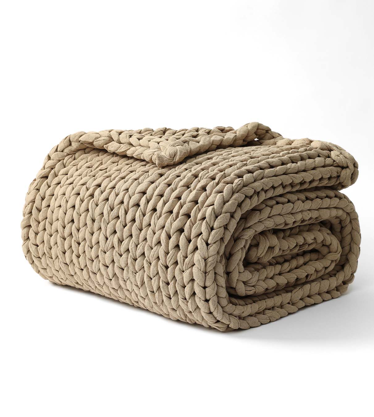 Product: Knitted Weighted Blanket 10lb | Color: Cotton Beige