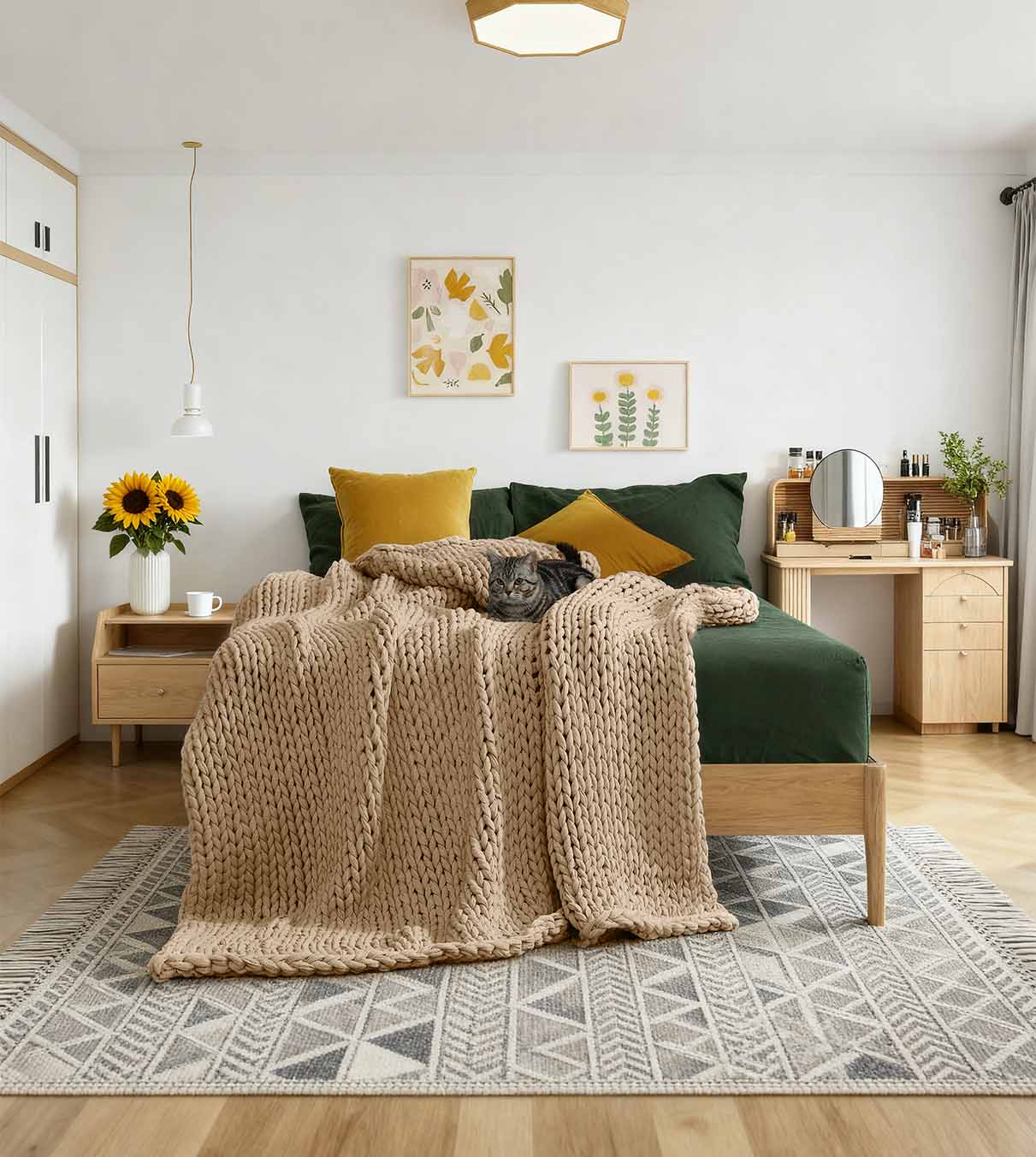 Product: Knitted Weighted Blanket 10lb | Color: Cotton Beige