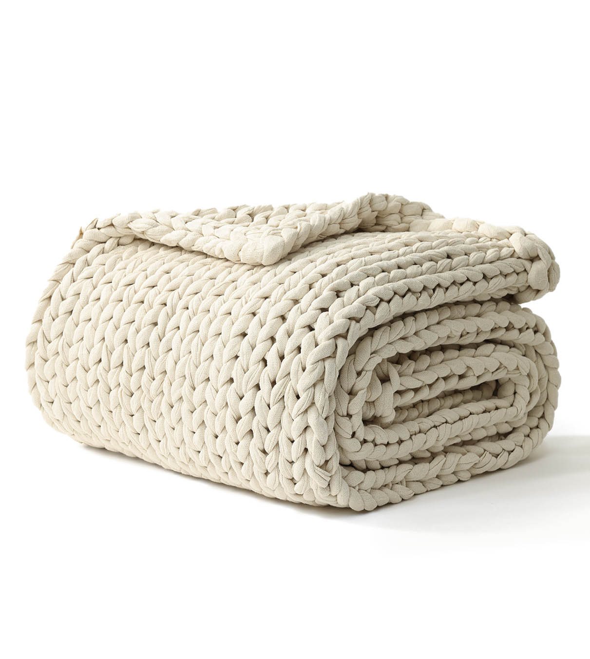 Product: Knitted Weighted Blanket 10lb | Color: Cotton Cream White