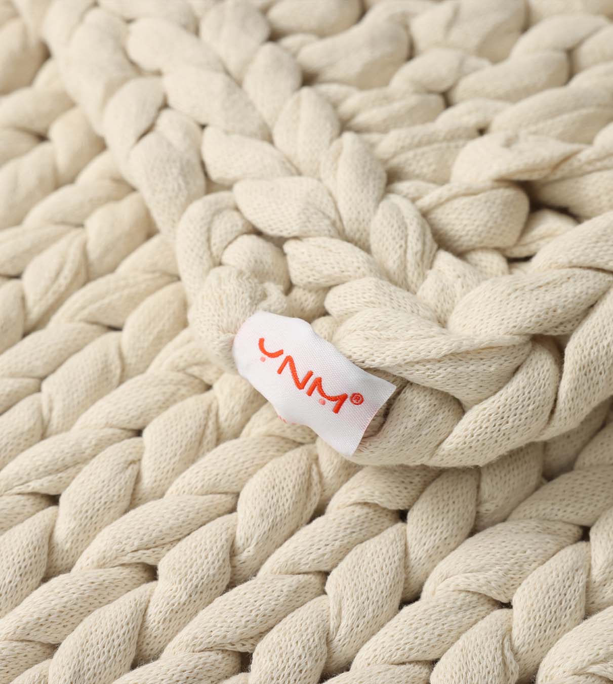 Product: Knitted Cotton Weighted Blanket | Color: Cream White