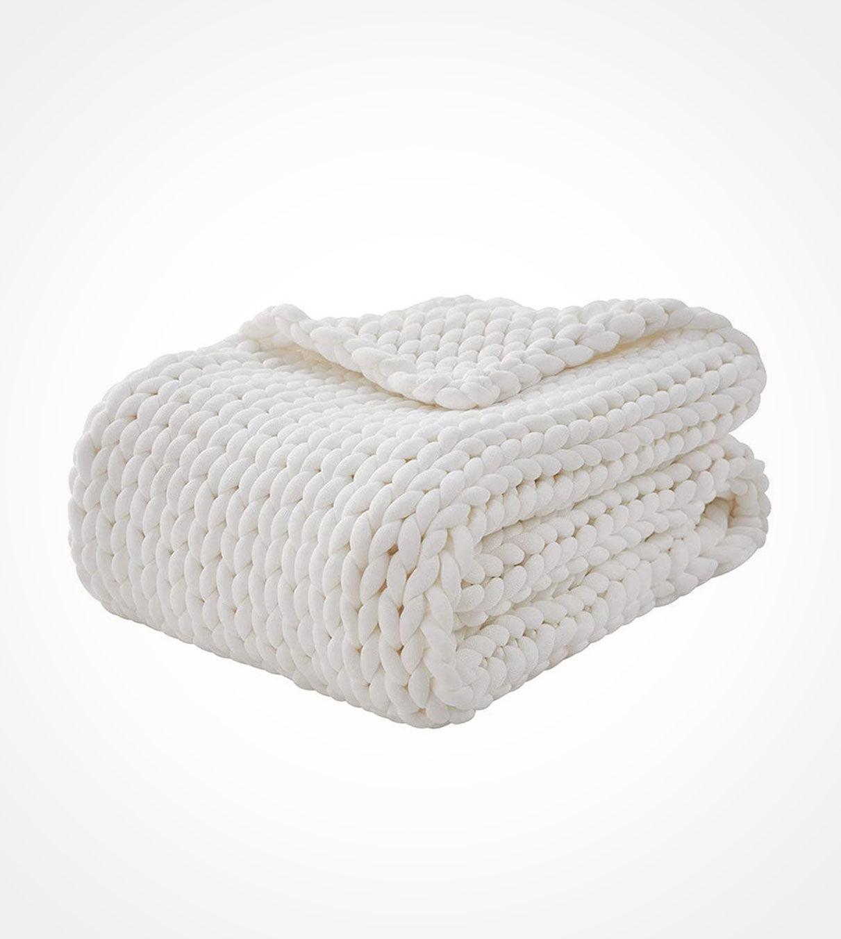 Product: Knitted Weighted Blanket 10lb | Color: Original White