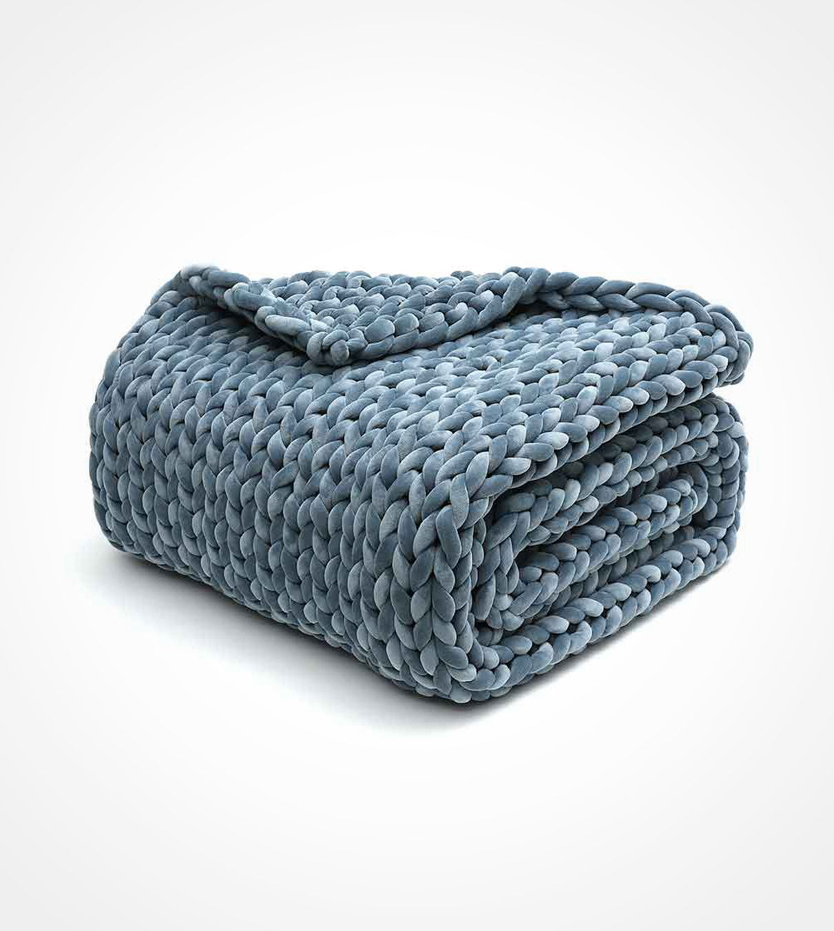 Product: 20lb Knitted Weighted Blanket | Color: Velvet Bella Sky