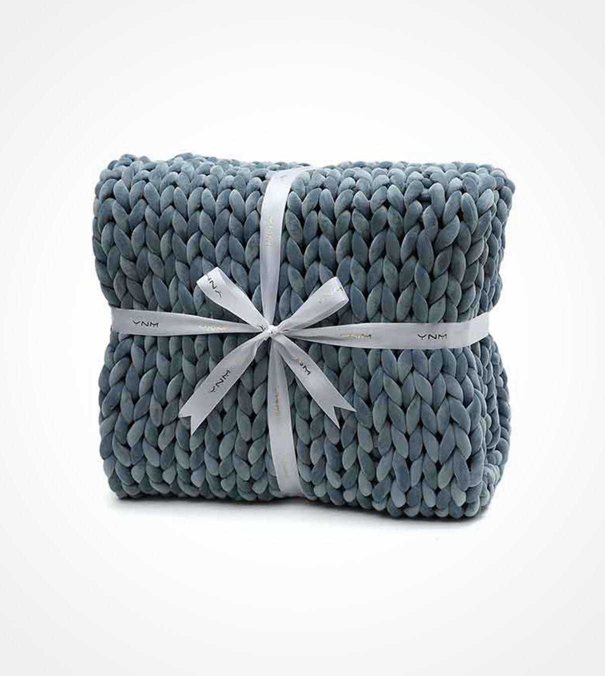 Product: 20lb Knitted Weighted Blanket | Color: Velvet Bella Sky