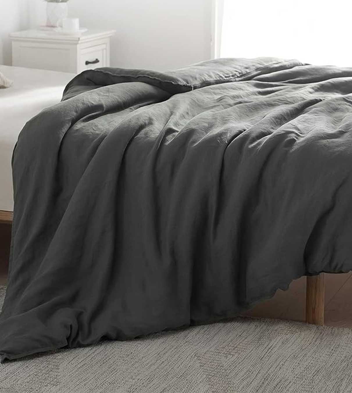 Product: Queen Size Weighted Blanket Duvet Cover | Color: Linen Dark Grey