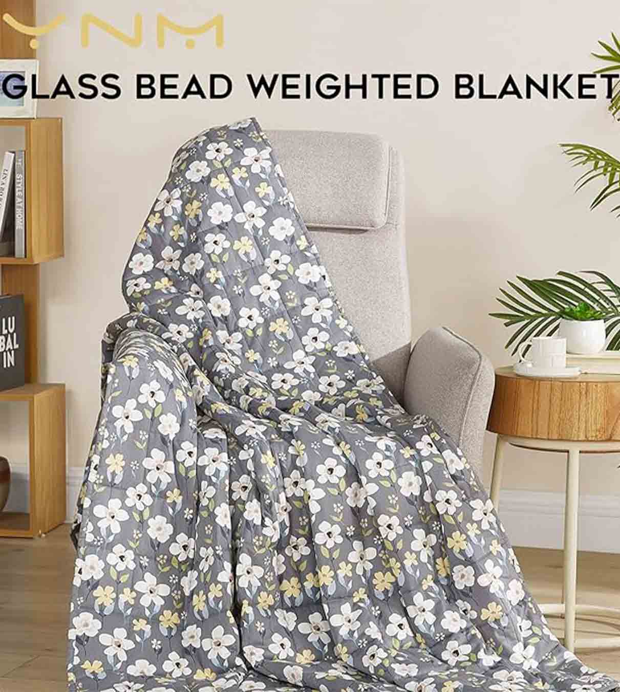 Product: Original Cotton Weighted Blanket | Color: White Flower