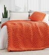 Product: Knitted Velvet Weighted Blanket | Color: Velvet Orange