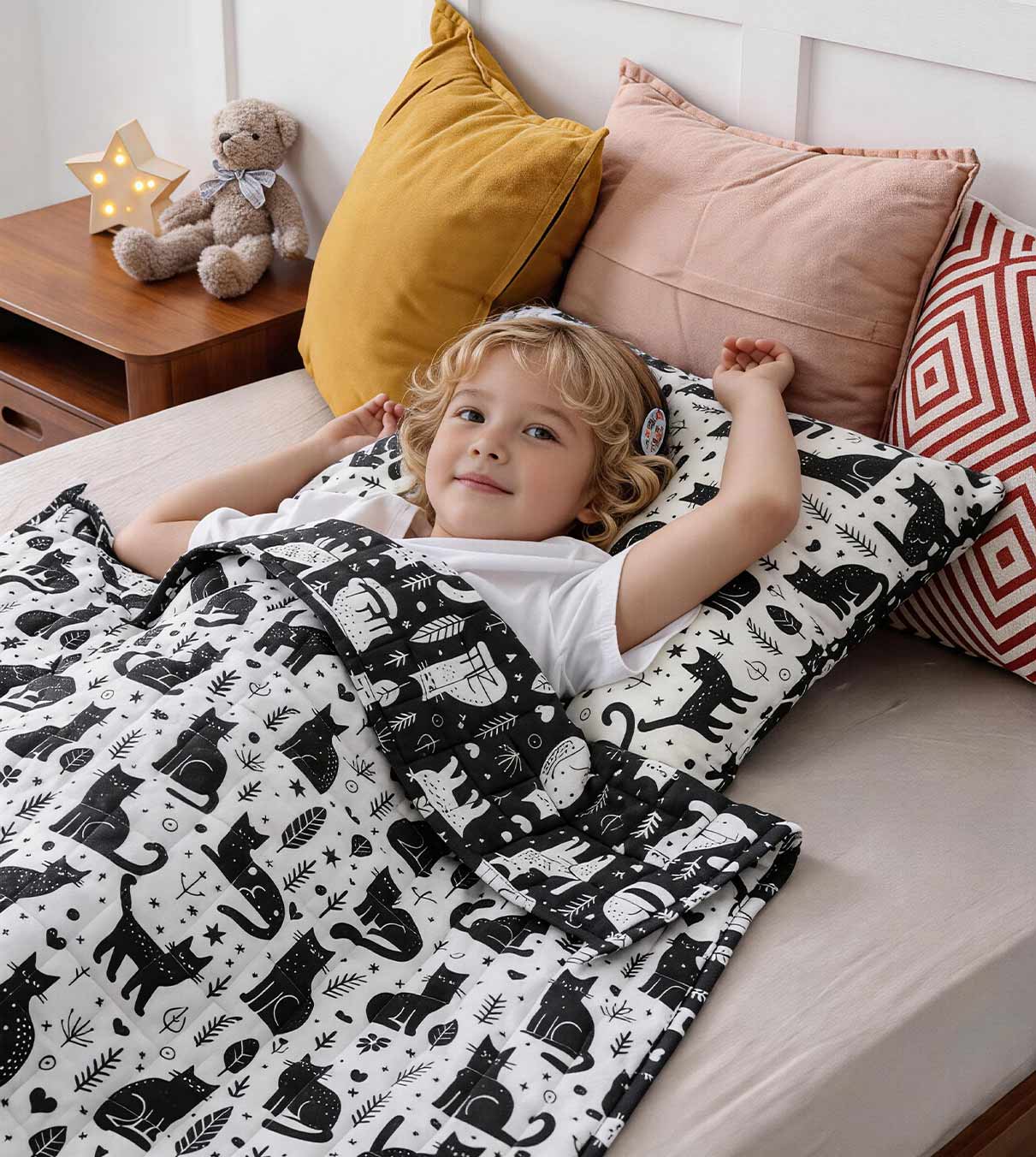 Product: Kids Original Cotton Weighted Blanket | Color: Cotton Cat 3.0