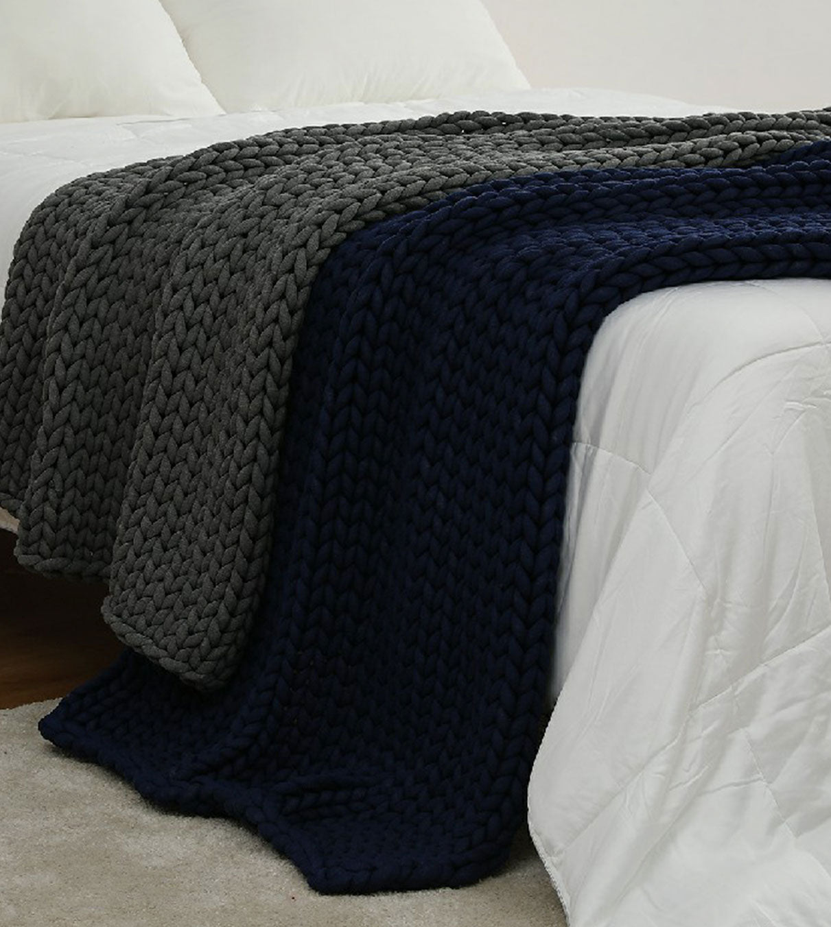 Product: Knitted Chunky Throw | Color: Indigo Blue