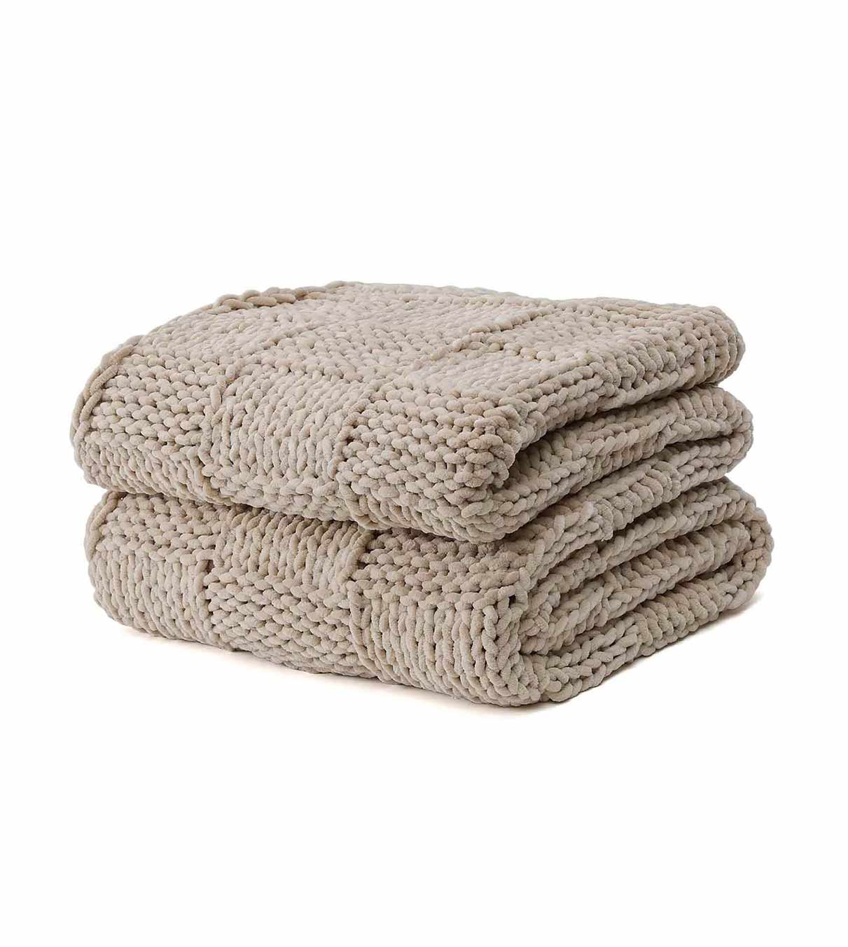 Product: Chenille Throw Blanket | Color: Beige Checkered