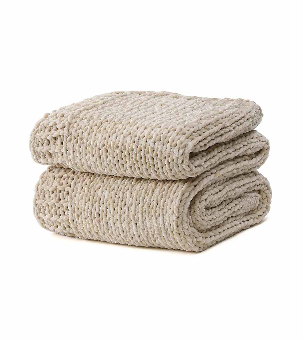 Product: Chenille Throw Blanket | Color: Beige Chenille