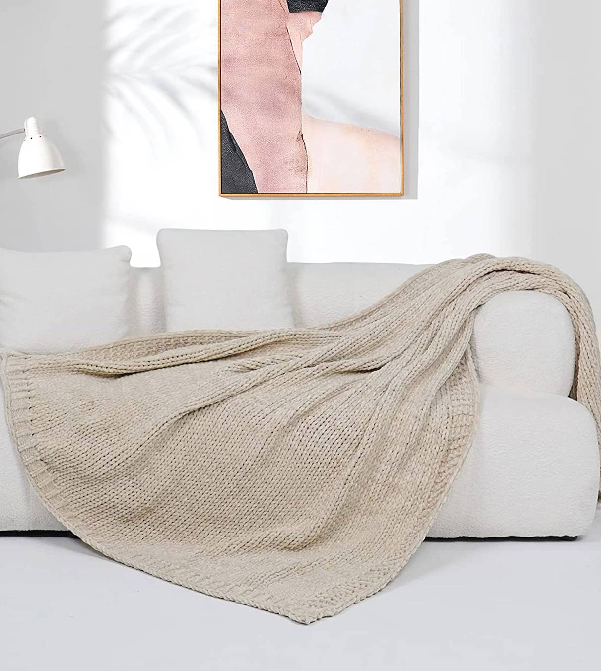 Product: Chenille Throw Blanket | Color: Beige Chenille