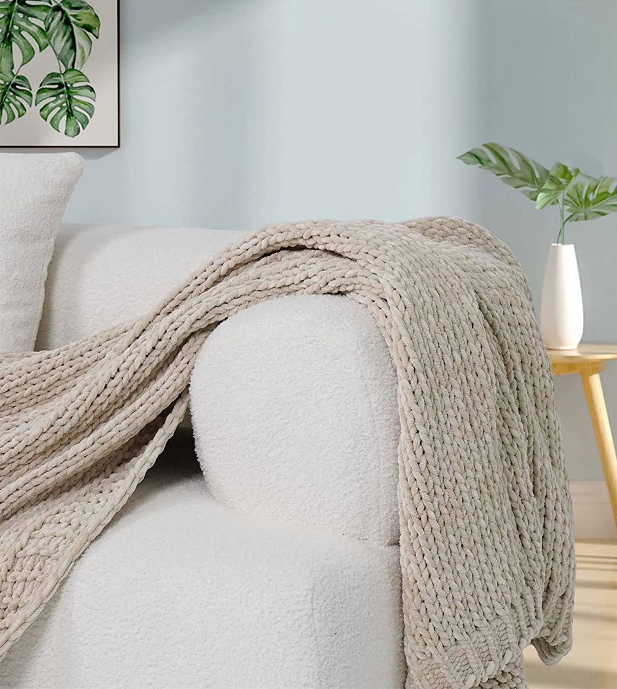 Product: Chenille Throw Blanket | Color: Beige Chenille