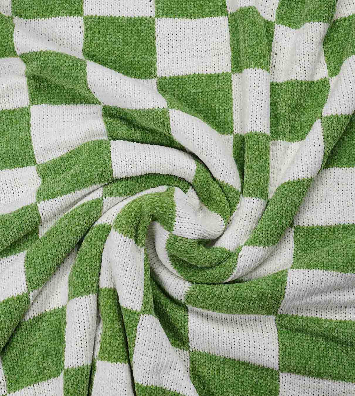 Product: Chenille Throw Blanket | Color: Olive Green Checkered