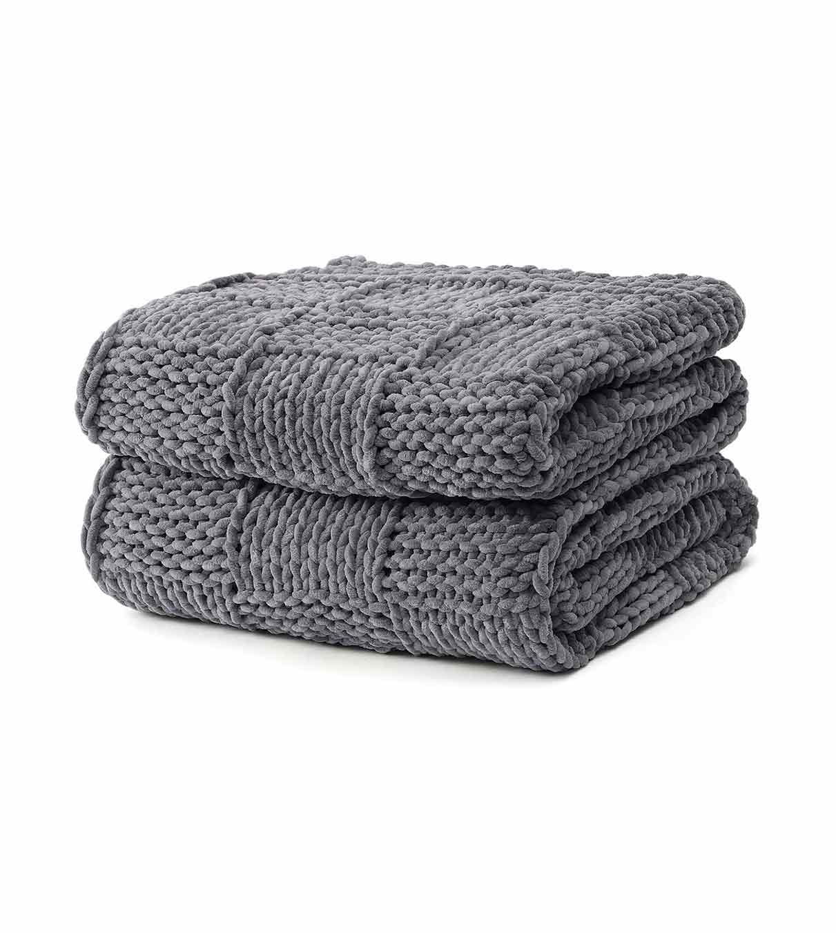 Product: Chenille Throw Blanket | Color: Light Grey Checkered